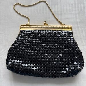 Small theatre clutch bag, Black and gold
